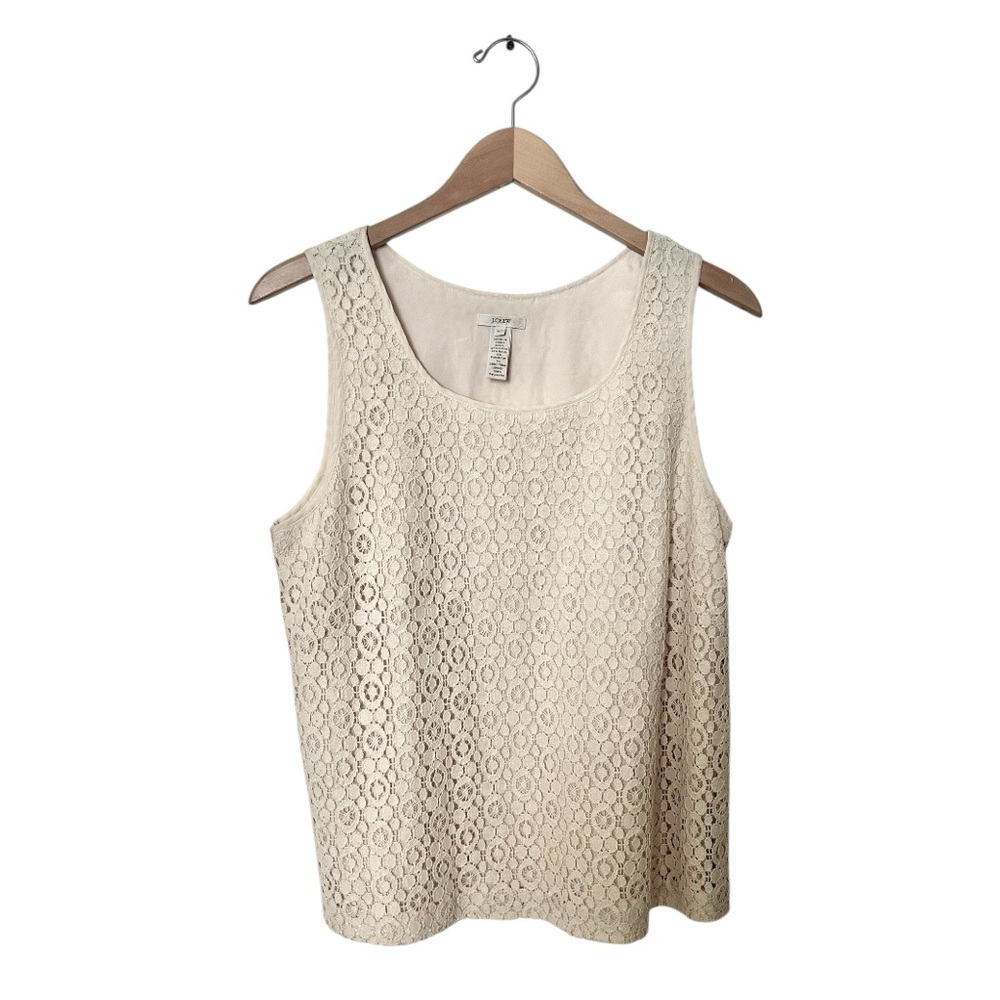 J.Crew Ivory Cream Color Crochet Blouse with Lining Size 12 Petite
